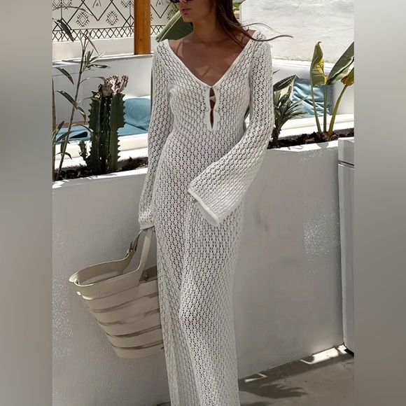 Knit Slit Solid High Waisted Vacation Dresses